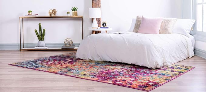 Unique Loom Jardin Collection Colorful, Vibrant, Abstract, Modern Area Rug, 3 ft 3 in x 5 ft 3 in, Multi/Blue