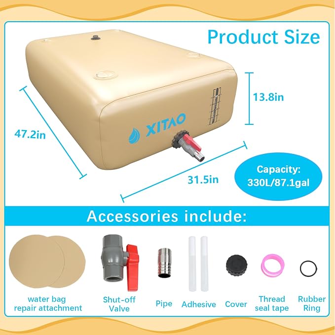 XITAO Water Bladder Storage Containers, Water Tank Foldable Portable Water Storage,Water Storage Bag Containers for RV, Camping, Garden, Irrigation, Drought Resistance, Firefighting