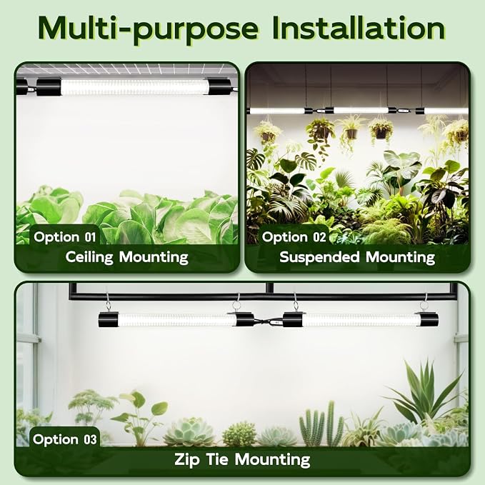 Hlite LED Grow Light 16 inch, Hanging Full Spectrum Linkable 2 Pack | Linkable Plant Grow Lights for Indoor Plants, Auto On/Off Timer, Seed Starting to Bloom, Plug and Hanging, White