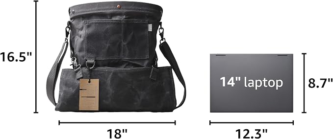Barebones Harvesting and Gathering Bag - Foraging, Harvest and Fruit Picking Bag with Convertible Straps - Water-Resistant Waxed Canvas Gardening Tool(Slate Gray)