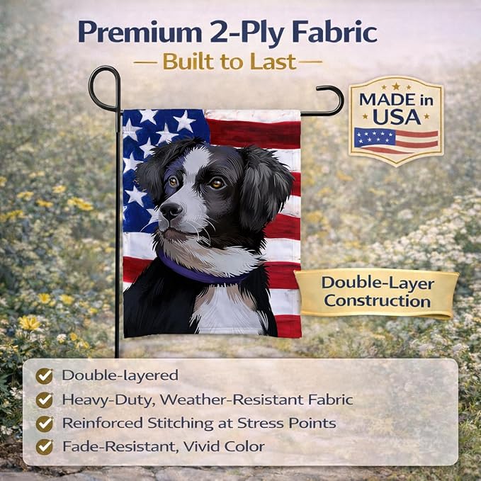 Caroline's Treasures CK6412GF Australian Shepherd American Flag Garden Flag Mailbox Flag Decorative Yard Flag Banner Outside Patio Artwork Yard Flower Beds, Garden Size, Multicolor