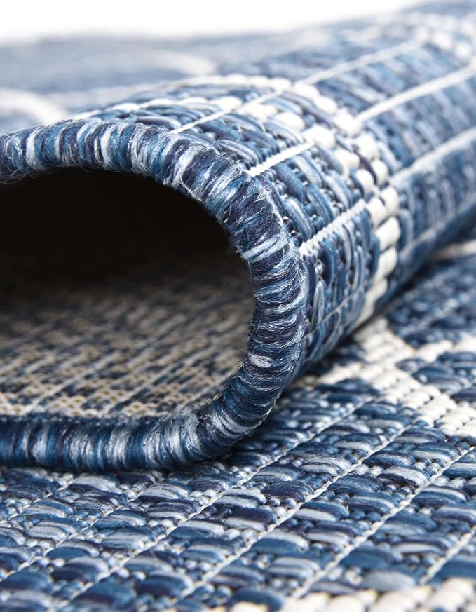Unique Loom Outdoor Trellis Collection Area Rug - Gitter (5' 3" x 8' Rectangle, Blue/ Ivory)