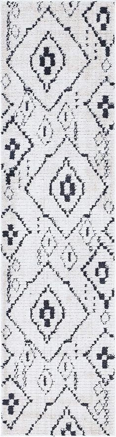 Unique Loom Morocco Collection Tribal, Southwestern, Bohemian Area Rug (2' 7 x 10' 0 Runner, Ivory/Black)