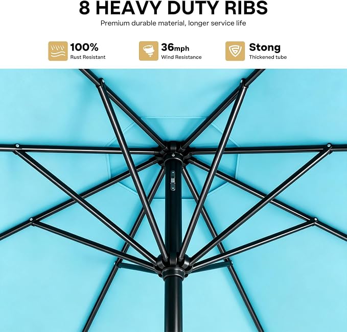 Sannwsg Outdoor Patio Umbrella,Table Umbrella with Push Button Tilt and Crank,Market Umbrella with 8 Sturdy Ribs,Yard Umbrella