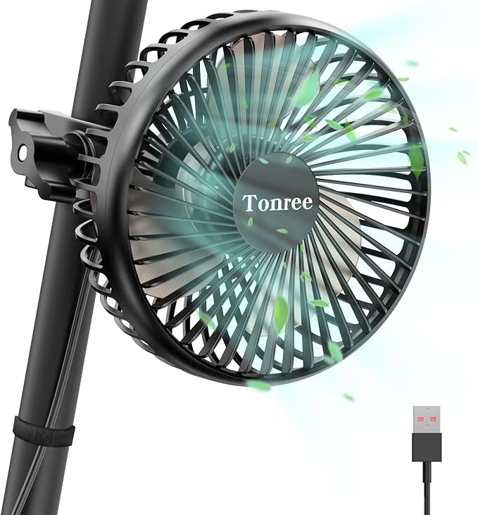 Grow Tent Fan, 5.5" Greenhouse Clip Fan with Brushless Motor and Non-Slip Clamp, Strong Airflow and Low Noise, 360° Tilt, Easy Mount for Plant Hydroponics Circulation Cooling Ventilation Shed