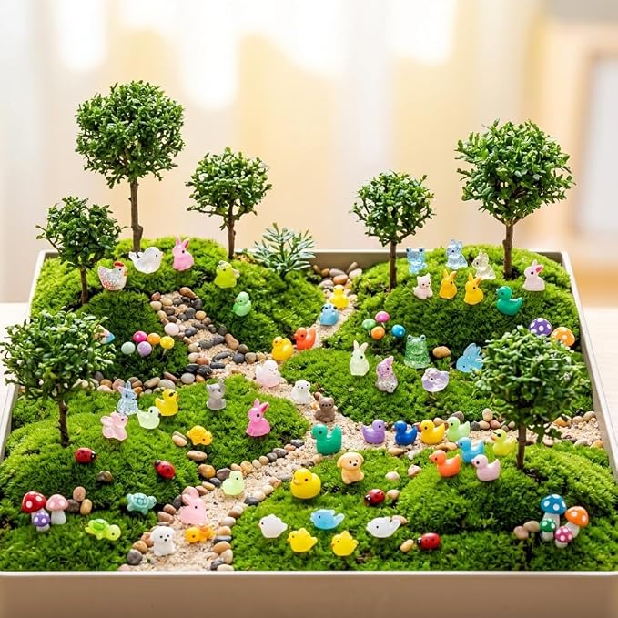 350 pcs Mini Resin Animals Many Styles Variety Tiny Animals Figures Miniature Little Small Animal Figurines Bulk for Micro Fairy Garden Landscape Accessories Hide Crafts Decor Aquarium