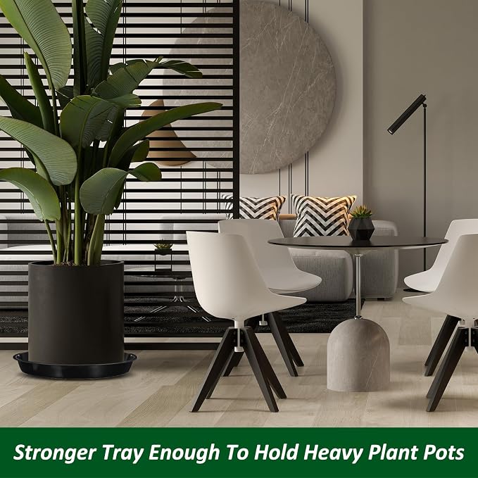 PATIKIL 4 Pack Large Plastic Plant Saucer, 22 Inch Plant Tray for Pots Round Plant Dish Plant Drip Trays Water Tray for Indoors Outdoors Garden, Black