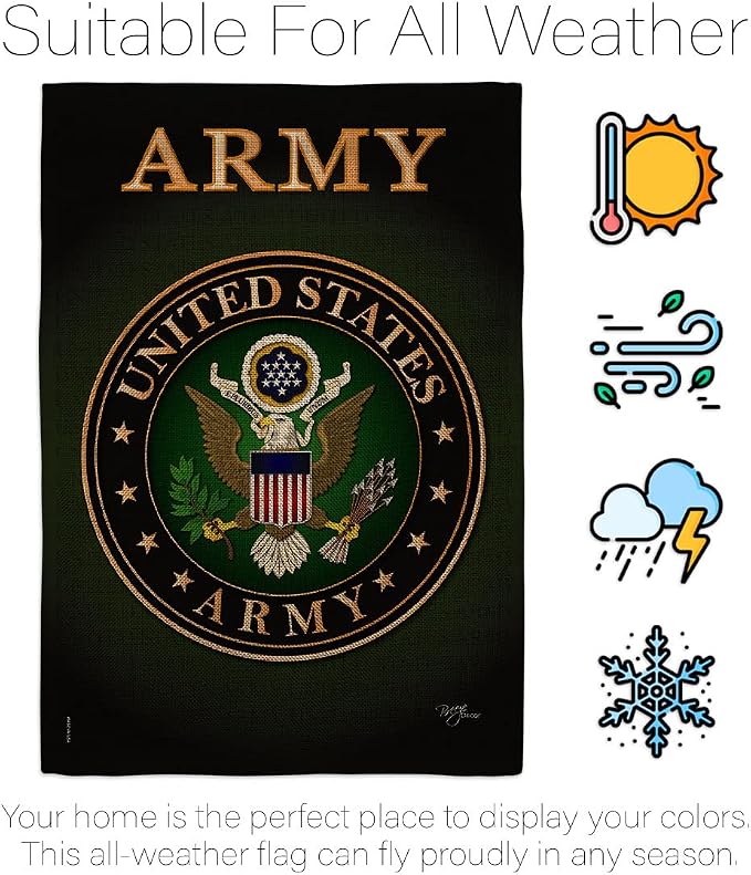 Army Burlap Garden Flag - Set Wall Holder Armed Forces Rangers United State American Military Veteran Retire Official - House Decoration Banner Small Yard Gift Double-Sided Made in USA 13 X 18.5