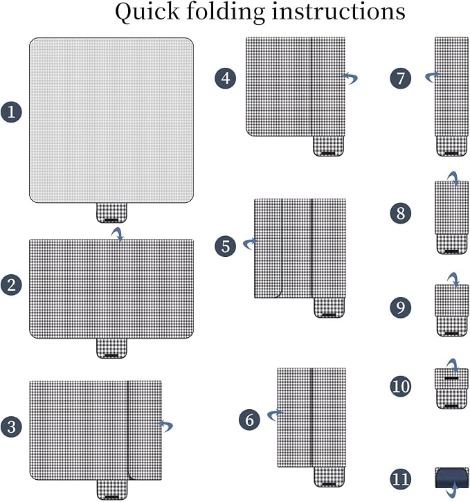 Extra Large Picnic Blanket,78” x 118” Large Camping Blanket,with Handle,Waterproof and sandproof Bottom,Machine Washable,Outdoor Foldable Hiking Blanket，Portable and Easy to Clean (Blue Grid)