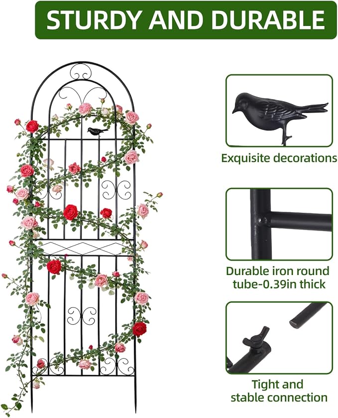 Amoskey Durable Garden Trellis for Climbing Plants - Outdoor Trellis Supports for Lush Greenery - Ideal for Vines, Flowers, and Vegetables, Easy Installation & Space-Saving Design (71"H*20"W -4 pack)