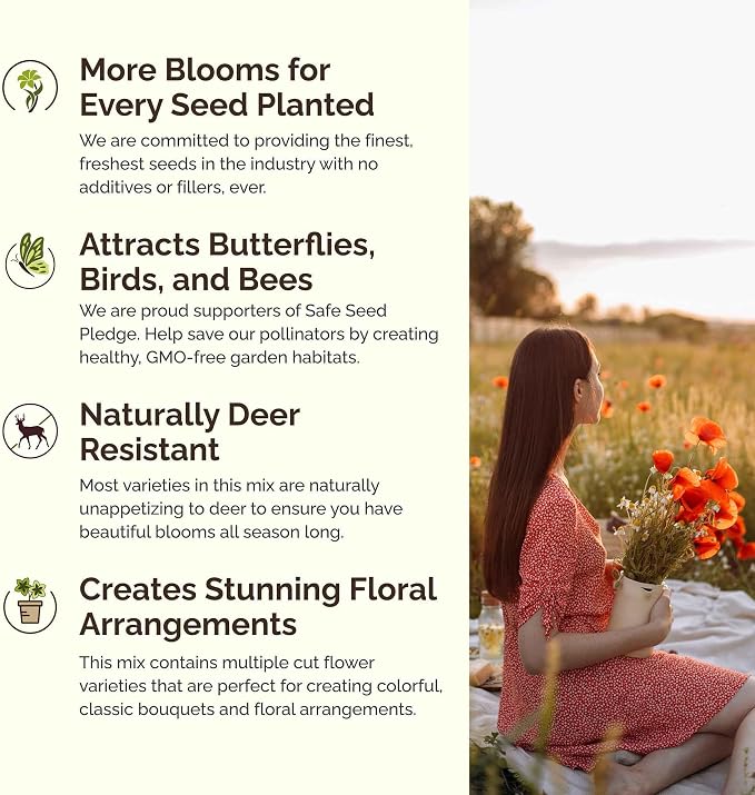 Eden Brothers Western Wildflower Mixed Seeds for Planting, 5 lb, 2,400,000+ Seeds with Cornflower, Blanket Flower | Attracts Pollinators, Plant in Spring or Fall, Zones 3, 4, 5, 6, 7, 8, 9, 10