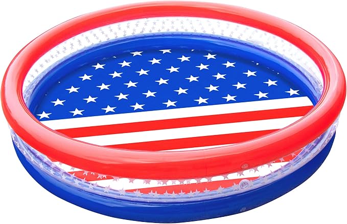 SWIMLINE | Backyard Water Toy | 60" | 3-Ring Kiddie Pool | Americana | Use it indoors or out as a wading pool, ball pit, or sand pit; 60 x 12 in; red, white, and blue print