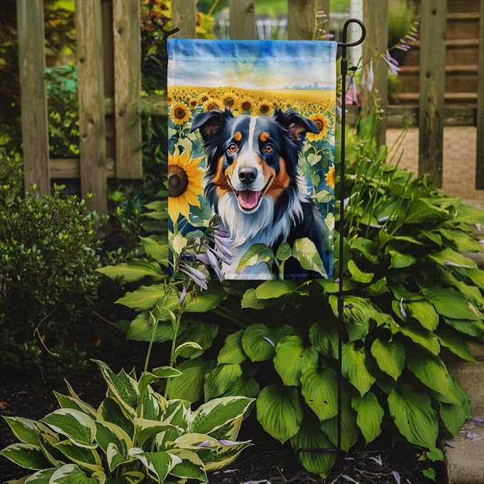 Caroline's Treasures DAC6032GF Border Collie in Sunflowers Garden Flag Mailbox Flag Decorative Yard Flag Banner Outside Patio Artwork Yard Flower Beds, Garden Size, Multicolor
