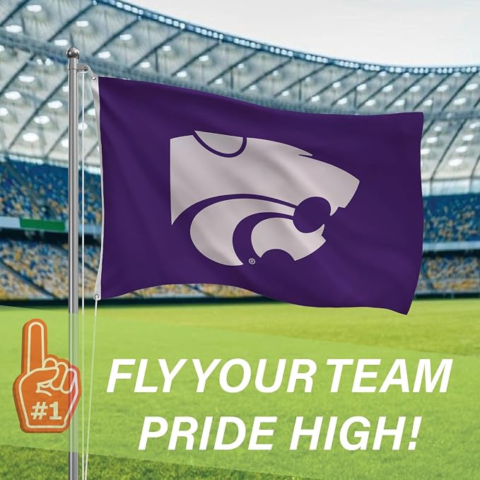 NCAA Kansas State University Flag with Grommets, 3'x5' K-State Wildcats Outdoor College Flags & Banners for Garden Patio Indoor Wall Décor