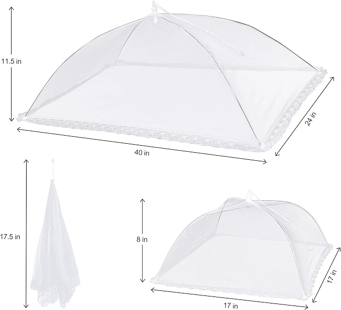 10 PACK Mesh Food Covers for Outside, Food Covers Outdoors Pop-up Food Tents 2 Extra Large (40"x24") & 8 Large (17"x17") for Picnic, Camping Supplies