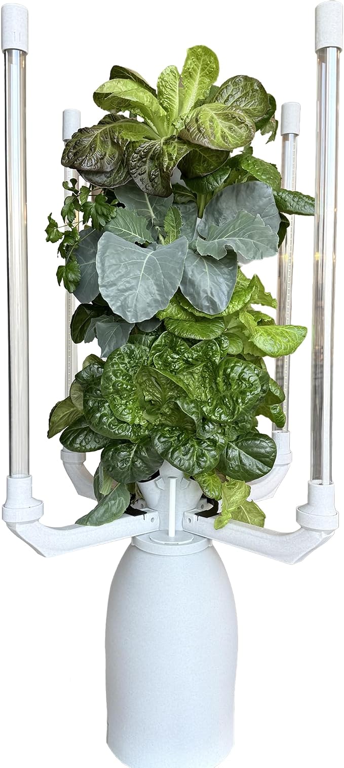 Hydroponic Tower Planter for 18 Plants - Vertical Indoor System | Complete Plant Growing Starter Kit, Herb and Vegetable Gardening, Microgreens, Includes Grow Lights, WiFi Control