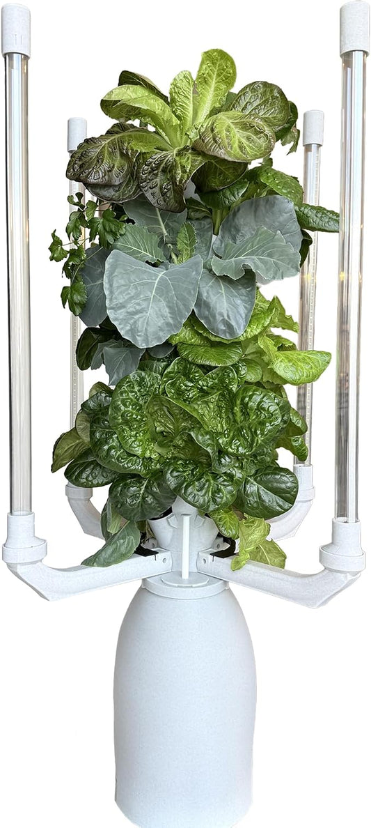 Hydroponic Tower Planter for 18 Plants - Vertical Indoor System | Complete Plant Growing Starter Kit, Herb and Vegetable Gardening, Microgreens, Includes Grow Lights, WiFi Control
