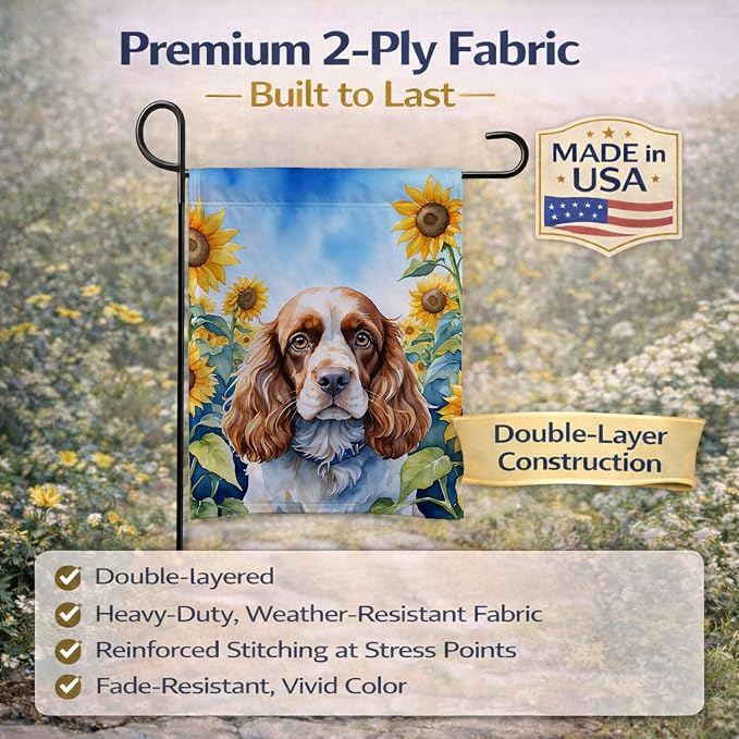 Caroline's Treasures DAC6058GF Cocker Spaniel in Sunflowers Garden Flag Mailbox Flag Decorative Yard Flag Banner Outside Patio Artwork Yard Flower Beds, Garden Size, Multicolor