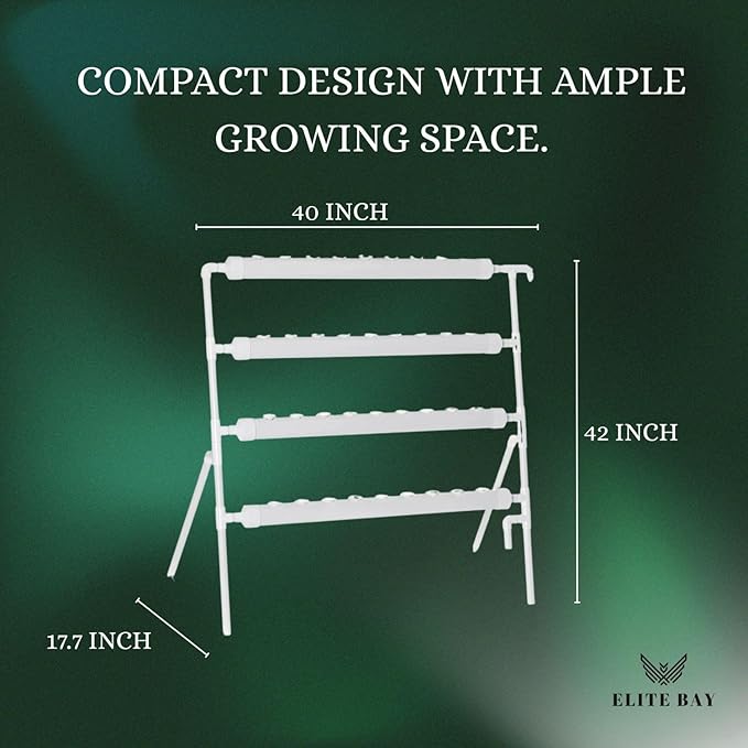 Hydroponic Plant Growing System 36 Pod– PVC Vertical Garden Kit | Sponges, AU/US Plug.