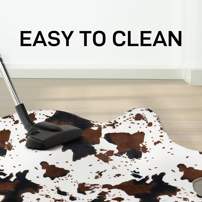 MACEVIA Cow Print Rug Faux Cowhide Rugs Cute Animal Area Carpet Western Decor for Living Room Bedroom with Anti-Slip Rubber Large Size 59" L x 47.2" W(4.9ft x 3.9ft)