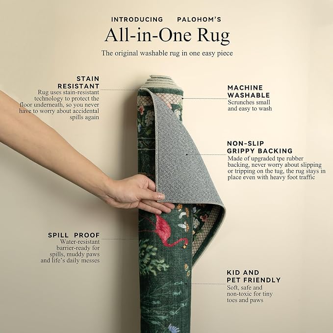 Machine Washable Rugs for Living Room: 5x7 Area Rugs for Bedroom Vintage Rugs Stain Resistant Non Slip Low Pile Soft Carpet Rug for Kitchen Dining Room Farmhouse Nursery Kids Room