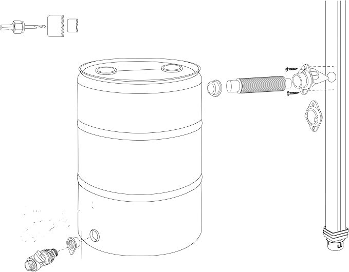 Rain Barrel Diverter Kits for 3inch and 4inch Round Downspouts | includes Spigot and Hole Saw Set | includes Spigot and Hole Saw Set
