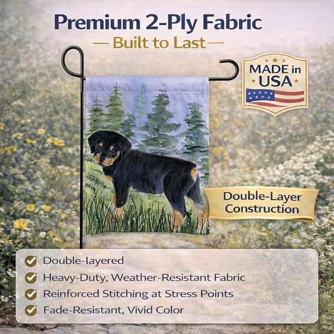 Caroline's Treasures SS8057GF Rottweiler Garden Flag Mailbox Flag Decorative Yard Flag Banner Outside Patio Artwork Yard Flower Beds, Garden Size, Multicolor