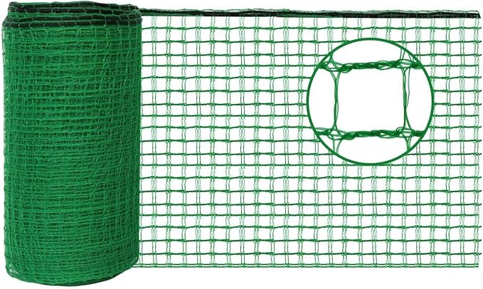Plastic Mesh Fencing 4FT x 50FT, Garden Bird Netting & Deer Fence, Temporary Animal Barrier for Deer Pets Rabbits Chickens Wildlife, Green Protective Netting for Plants Fruit Vegetables
