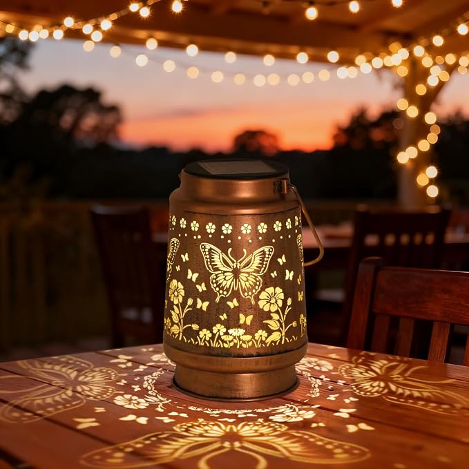 Birthday Gifts for Women - Butterfly Garden Decor Solar Lanterns Outdoor Waterproof, Mother Day Gifts for Mom, Grandma, Hanging Solar Lights for Outdoor, Yard, Patio, Porch, Gardening Gifts