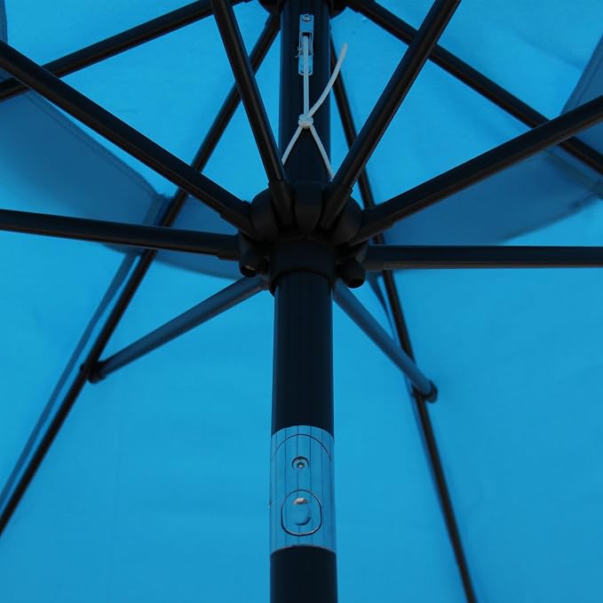 Blissun 9' Outdoor Patio Umbrella, Outdoor Table Umbrella, Yard Umbrella, Market Umbrella with 8 Sturdy Ribs, Push Button Tilt and Crank