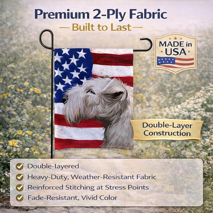 Caroline's Treasures CK6602GF Lakeland Terrier American Flag Garden Flag Mailbox Flag Decorative Yard Flag Banner Outside Patio Artwork Yard Flower Beds, Garden Size, Multicolor