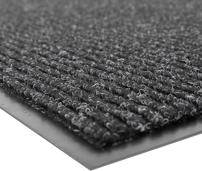 Notrax 109 Industrial Door Mat, 4' x 6' Large Entrance Mat, Heavy Duty Commercial Rugs for Entryway, Welcome Lobbies, Garage, and Mudroom, Made in the USA, Charcoal Black, Brush Step 109S0046CH