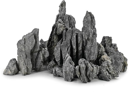 Unocho Seiryu Stone Aquarium Rocks 40lb Natural Fish Tank Rocks for Aquascaping Garden Landscaping Decoration Paludarium Amphibian Enclosures(3-12 Inches)