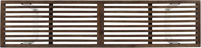 Christopher Knight Home Joa Patio Dining Bench, Acacia Wood with Iron Legs, Modern, Contemporary, Dark Brown and White, Wash