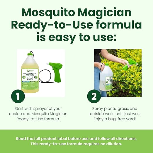 Mosquito Magician Ready-to-Use Mosquito Yard Spray 2 Gal (original scent) – Kills Mosquitoes, Fleas & Fire Ants, Repels & Prevents Ticks – Essential Oil Formula for Sprayers, Foggers & Misting Systems