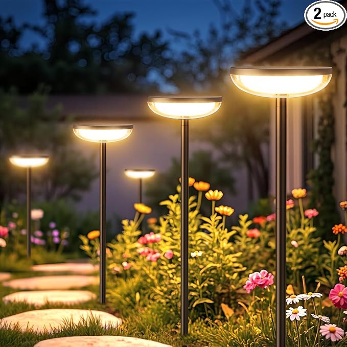 ELECLINK Solar Pathway Lights Outdoor, 2 Pack Tall Solar Garden Lights Outdoor Waterproof for Yard Flower Bed Patio Path Walkway Driveway Outside Decor Landscape Lighting