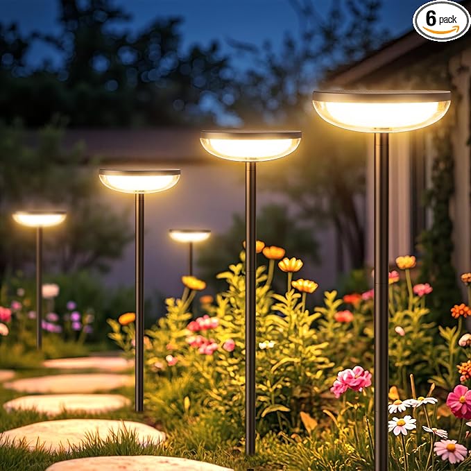 ELECLINK Solar Pathway Lights Outdoor, 6 Pack Tall Solar Garden Lights Outdoor Waterproof for Yard Flower Bed Patio Path Walkway Driveway Outside Decor Landscape Lighting