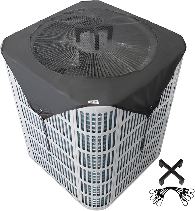 Central Air Conditioner Cover for Outside Winter, 28x28in Universal Air Conditioning Cover, Mesh and Oxford AC Covers for Outdoor Units with AC Stand