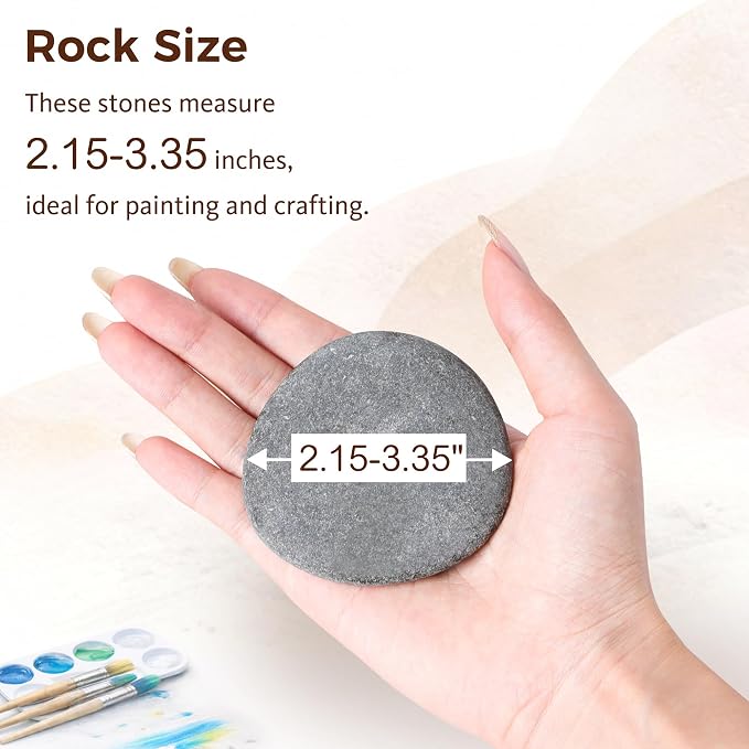 ROCART 100 PCS Large 2.15-3.35" Smooth Natural River Rocks for Painting, Flat Painting Rocks & Craft Stones for Arts, Kindness Rocks, Garden & Classroom Projects