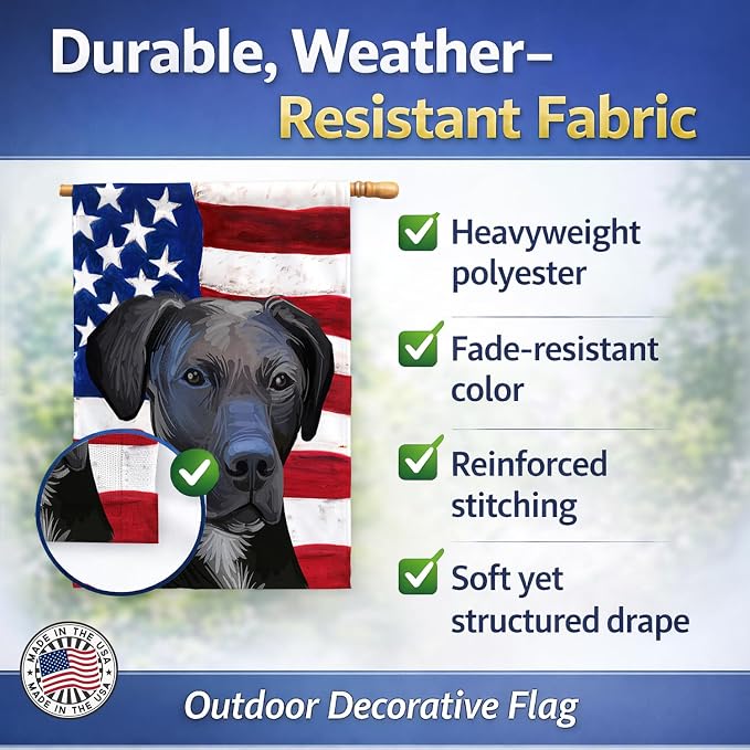 Caroline's Treasures CK6727CHF Stephens Cur Dog American Flag House Flag Large Porch Sleeve Pole Decorative Outside Yard Banner Artwork Wall Hanging, Polyester, House Size, Multicolor