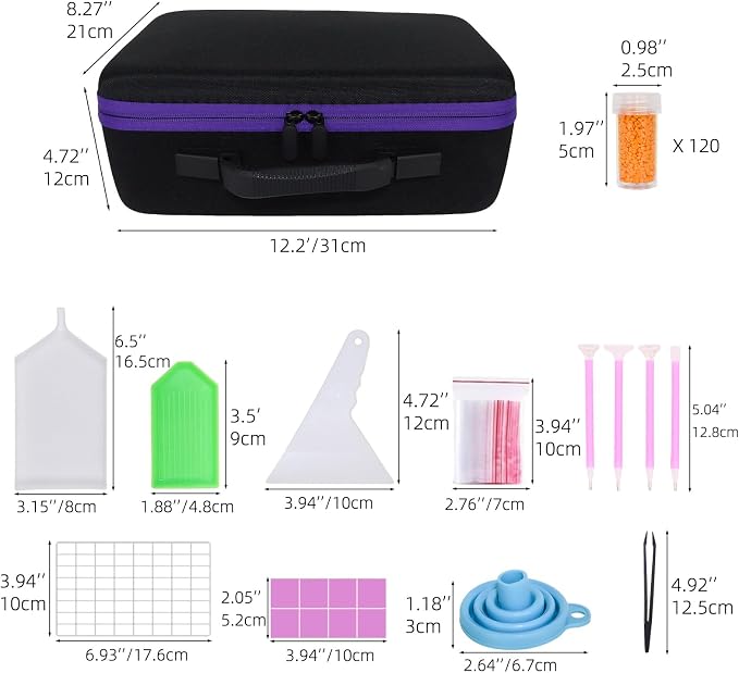 LEIYULY 120 Slots Diamond Art Storage Kit, Diamond Art Tools Accessories | Portable Bead Storage Container for Diamond Painting Accessories and Tools, Storage Container for Diamond Art Kits for Adults