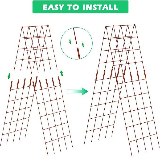 DoCred Cucumber Trellis, 59" High 2 Pack Foldable A Frame Trellis for Raised Bed Climbing Plants, Vegetables, Includes Plant Support Clips, Twist Ties, Plastic Ties- Made from PVC-Coated Steel