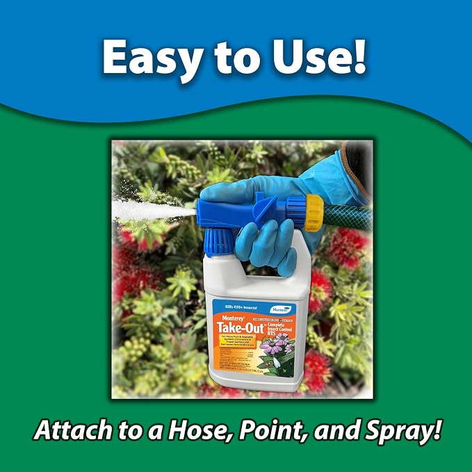 Monterey Take-Out Complete Insect Control RTS - Kills 450+ Insects, Controls Mosquitoes, Fleas, Ants, Mites - 1 Quart, Covers 16,000 Sq. Ft. - Bundled witih Monterey Measure Spoon