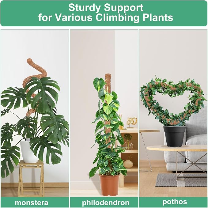 1 Pack Moss Pole, 28 Inch Monstera Plant Support, Moss Poles for Climbing Plants Indoor DIY, Coco Coir Plant Pole Moss Plant Stick Support Stake Kit for Potted Plants, Pothos, Philodendron
