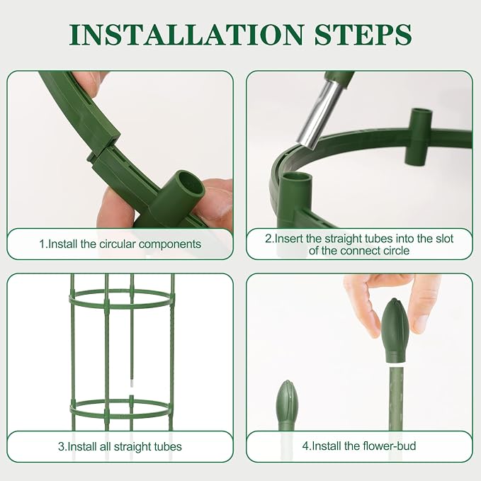 Tomato Cages for Garden,4 Pack 50in Tall Tomato Plant Support Stakes Adjustable Heavy Duty Steel Plant Tower Stakes, Updated Cucumber Trellis Garden Cages for Climbing Plants Vegetable Flowers