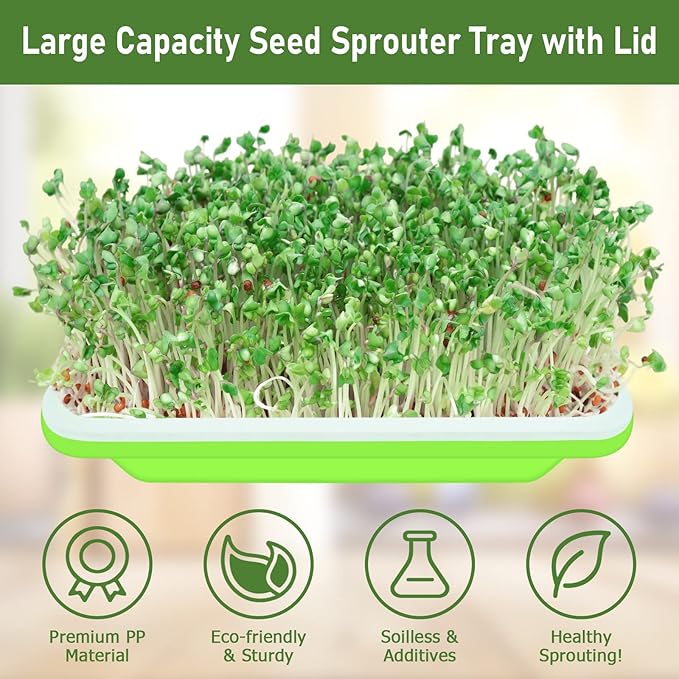 Legigo 5 Pack Seed Sprouter Trays- Soil-Free Cultivation Microgreens Tray, BPA Free Nursery Tray with Planting Paper for Indoors or Outdoors Sprouting Seeds, Grow Grass, Beans (Without Lids)