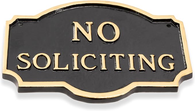 10" x 15" Standard Montague No Soliciting Statement Plaque Sign - Black/Gold