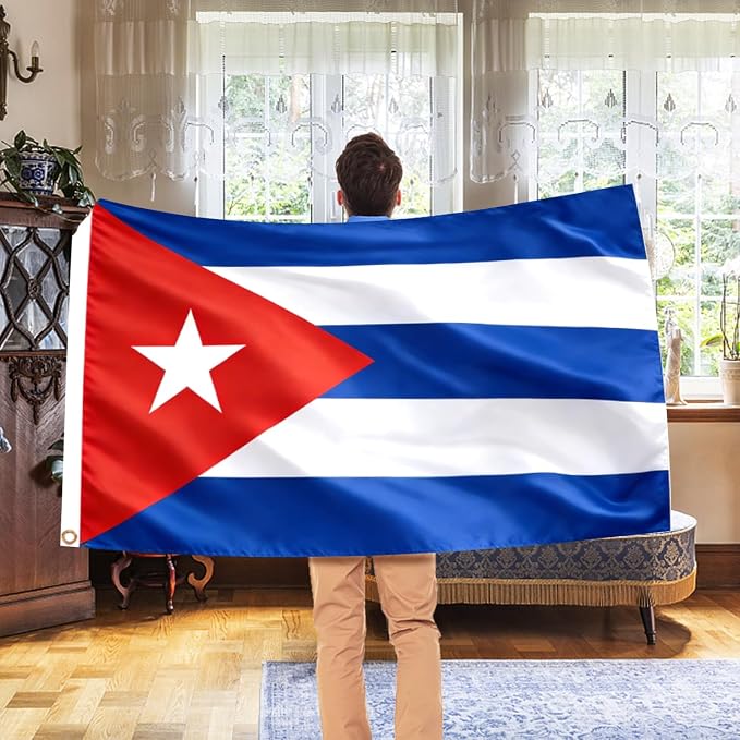 Ahfulife Cuba Flag 3x5 Ft for Revolution Day, 1 Pc Large Cuban National Flag for Outdoor Indoor, Double Sided with Brass Grommets for July 26th Celebrations, Independence Day, Party Street Decor