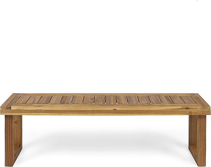 Merax Acacia Wood Outdoor Bench Set of 2, Backless Garden Bench Rustic Patio Dining Seats, Slat Panel Design, Weatherproof, 60" Long, Bear 300lbs, Natural