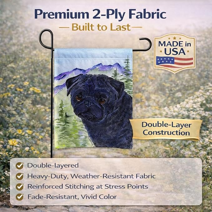 Caroline's Treasures SS8420GF Pug Garden Flag Mailbox Flag Decorative Yard Flag Banner Outside Patio Artwork Yard Flower Beds, Garden Size, Multicolor